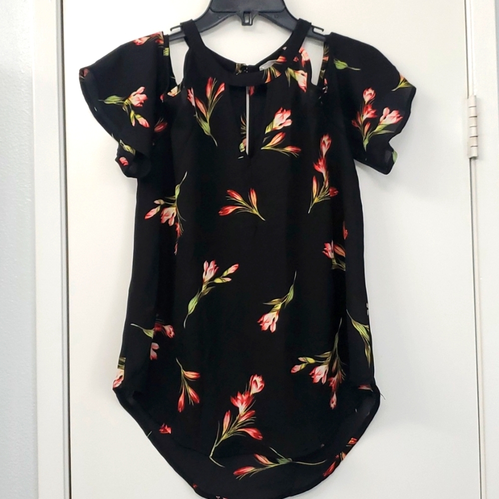 Sienna Sky Small Black Cold Shoulder Blouse